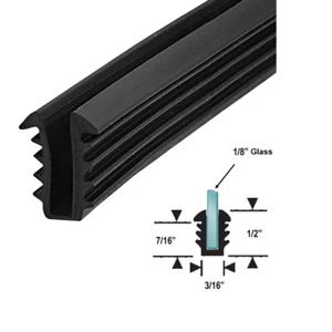 Gordon Glass® Black Shower Door Replacement Glazing Vinyl for 1/8" Glass - 18ft - Picture 1 of 2