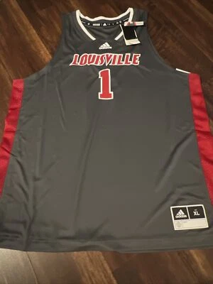 New Adidas Mens Louisville Cardinals Basketball Jersey Size XL Gray Red - Image 1 of 4