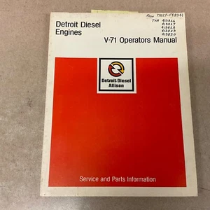 Detroit Diesel V-71 OPERATORS MANUAL MAINTENANCE ENGINE PARTS BOOK GUIDE 6SE323 - Picture 1 of 5