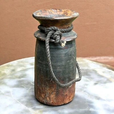 Olla de agua de madera vintage olla de miel jarra de almacenamiento olla napalí Matka olla Himachal Foto 1 de 4
