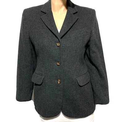 Chaqueta Blazer Para Mujer LL Bean Mezcla Cachemira Lana Talla 10P Gris Pequeño Foto 1 de 4