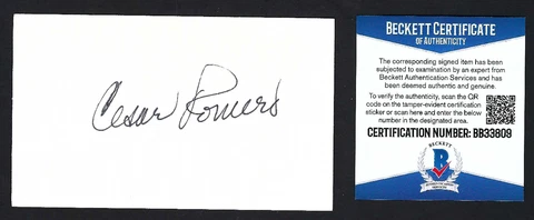 Cesar Romero signed 3x5 card Beckett Authentic Batman 1960s Joker Cover