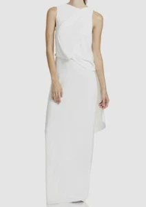 $395 Halston Heritage Women's White Sleeveless Asymmetric Gown Dress Size 2 - Picture 1 of 4