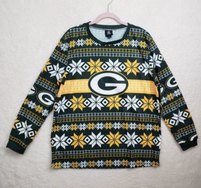 Молодежная футболка для сна NFL Bay Packers большая зеленая 100% полиэстер с длинным рукавом - Изображение 1 из 4