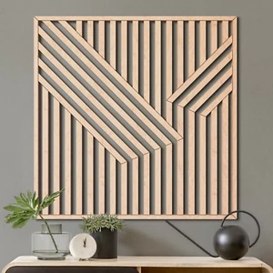 Square Wood Wall Decor Wall Art Furniture Modern Abstract Wooden Wall Art - Picture 1 of 7