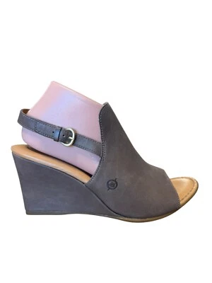 Born Bevi Wedge Heels Shoes Brown Leather Slingback Buckle 11M - Image 1 of 4