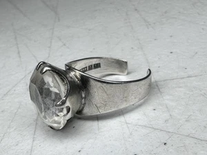 Anillo Modernista Finlandés 1975 925 Cristal de Roca Esterlina Helsinki ABBA Era Disco - Imagen 1 de 10