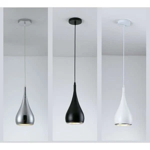 Nueva Lámpara Colgante Techo Lágrima Moderna Retro Loft Negro Cromo Blanco Metal - Imagen 1 de 18