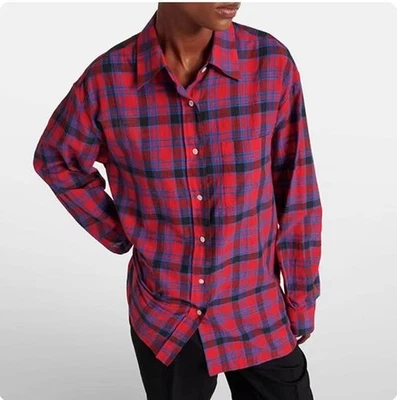 25SS Juji1516The Row Women Red and Blue Checkered Long Sleeved Shirt - Image 1 of 4
