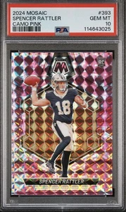 2024 Spencer Rattler #393 Camo Pink Mosaic Prizm (RC) graded PSA 10💎🏈 - Picture 1 of 2