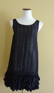 Juicy Couture Black Silk Metallic Sleeveless Ruffle Tank Dress + Slip in size 4 - Picture 1 of 15
