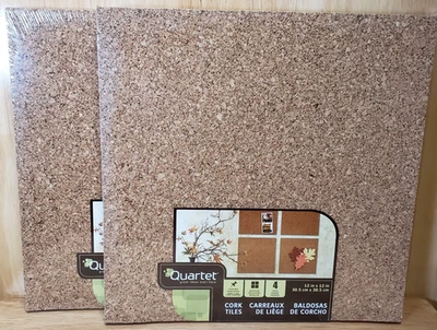 Quartet Cork Tiles 12x12 in – 2 Packs (8 Tiles Total) Bulletin Board DIY NEW - Image 1 of 4