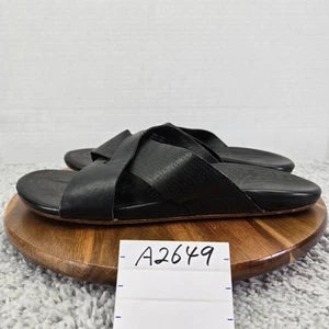 Olukai Punono Slide Black Leather Casual Lifestyle Daily Everyday Sandal Mens 12 - Picture 1 of 12