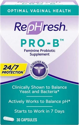 Rephresh Pro-B Probiotic Feminine Supplement 30-Count Capsules Pack of 2 - Image 1 of 4
