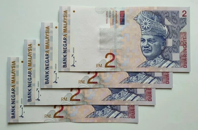 Malaysia Money Currency Banknotes RM2 Don 4 Pcs RN AD1198602 -- 605 UNC (Fresh) - Image 1 of 2
