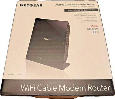 Netgear C6250-100NAS AC1600 (16x4) WiFi Cable Modem Router Combo (C6250) DOCSIS - Image 1 of 4
