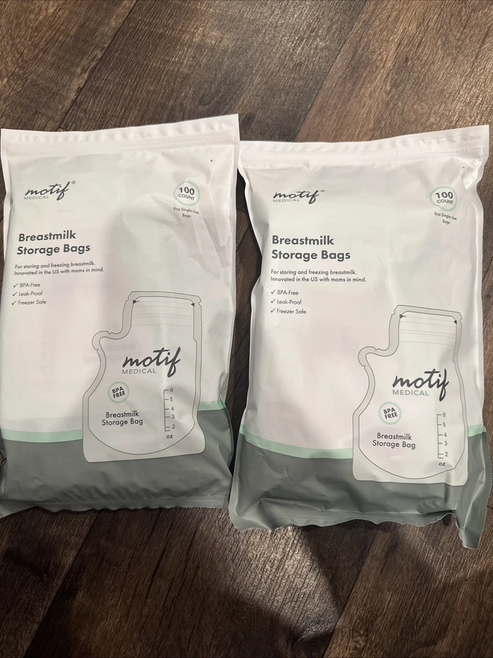 Bolsas de almacenamiento de leche materna Motif Medical de 8 oz de un solo uso sin BPA 100 unidades NUEVAS 2 Foto 1 de 1