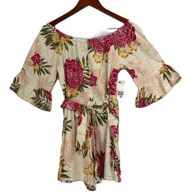 Mameluco Billabong Mujer M Multicolor Floral Volantes Cinturón Cottage Boho Cómodo Nuevo con Etiquetas Foto 1 de 4