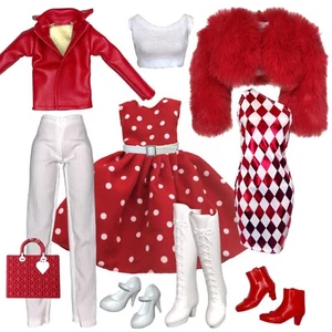 Clothes Deluxe Fashion Pack for 12 inch Fashion Doll POPPY POLKA Set Red/White - Picture 1 of 1