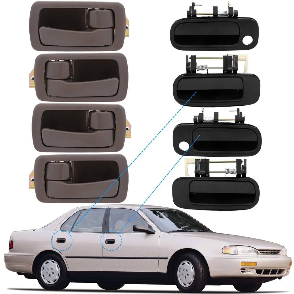 For 1992-1996 Toyota Camry Left Right Side 4x Interior & 4x Exterior Door Handle - Image 1 of 4