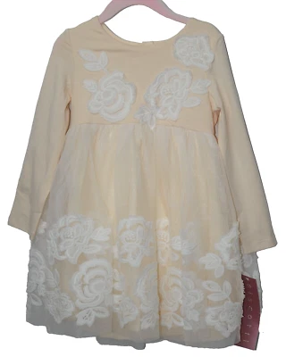 Nuevo Vestido Biscotti Marfil Apliques Florales Tule Fiesta Bautizo Princesa 4T Foto 1 de 4