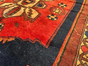 5x7 BLUE ANTIQUE HERIZ RUG handmade VINTAGE oriental geometric old real rare 5x6 - Picture 1 of 19