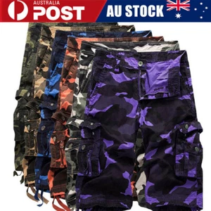 Mens Army Infantry Vintage Camo Cargo Shorts For Work Camping Fishing Outdoor - Picture 1 of 18
