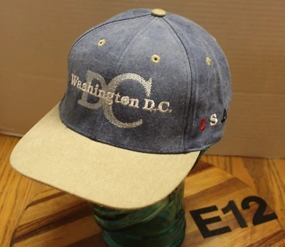 NWOT WASHINGTON D.C. USA HAT BLUE/BROWN STRAPBACK ADJUSTABLE EMBROIDERED E12 - Image 1 of 3