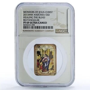 Andorra 5 diners Healing Blind Christ Wonders Art PF69 NGC silver coin 2013 - Picture 1 of 2