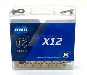 KMC X12 Ti-Gold, 12-Speed 126 Links Road Mountain Bicycle Chain for SRAM Shimano - Picture 1 of 1