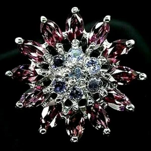 Sterling Silver Ring Rhodolite Iolite Genuine Natural Gems Size N 1/2 US 7 - Picture 1 of 24