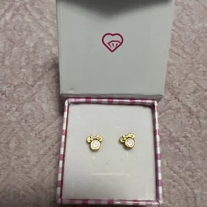 Neu Kinder Minnie Mouse Ohrstecker mit klaren CZ Strasssteinen als Geschenk 🎁 goldfarben - Bild 1 von 3