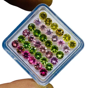 VVS 36 Pcs Natural Tourmaline 3.5mm Round Cut Loose Untreated Gemstones 6.73 Cts - Picture 1 of 8