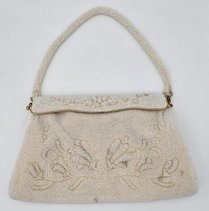 Borsa a mano vintage micro perline Champaign made in Japan - Foto 1 di 24