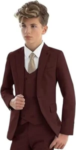 Suit for Boys Wedding Tuxedo Slim Fit 3Pcs Kids Formal Tuxedo Suit Child Blazer - Picture 1 of 39