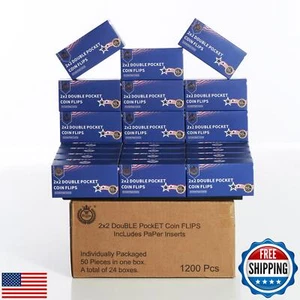Boen 1200 Pieces 2x2 Double Pocket Coin Flip Clear Safe Long Term Storage Coi - Picture 1 of 5