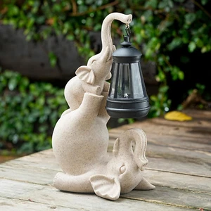 Solar Garden Statue 10 Inch Elephant Decor for outside Yard Decoration Outdoor U - Picture 1 of 12