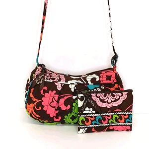 Vera Bradley Crossbody Bag LOLA With Matching Pouch Brown Multicolored Floral - Picture 1 of 15