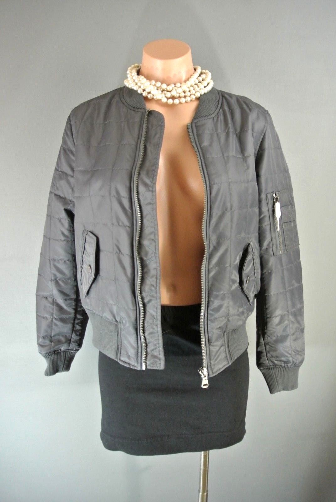 Anorak Womens GRAY Bomber Jacket S 