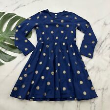 Tea Collection Girls Long Sleeve Dress Size 8 Navy Blue Gold Floral Faux Wrap