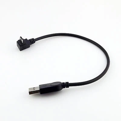 Down Angled Micro USB 5 Pin Male to USB A Male Data Charge Cable for Cell Phone - Image 1 of 4