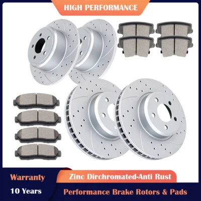Front Rear Slotted Brake Rotors Pads for 2009-2020 Dodge Challenger Charger RWD - Image 1 of 4