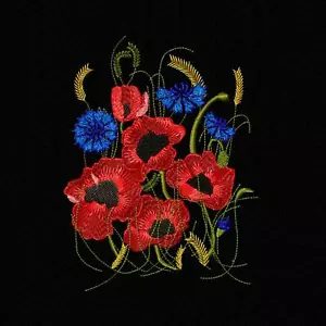 Machine embroidery Digital pattern. Poppies and Cornflowers. - Picture 1 of 6