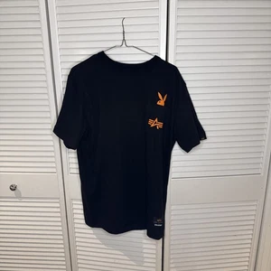 Alpha Industries Playboy Men's Medium EUC Rare Orange And Black - Picture 1 of 5