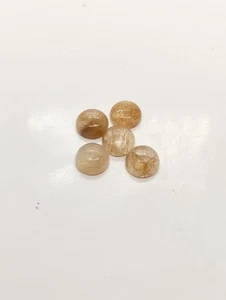 5 Golden Rutile Quartz Rounds 12x12mm – 33.2ct Cab Lot - Picture 1 of 5