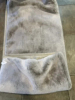 Pottery Barn faux fur gray throw 50 60 tan velvet back photo shoot sample - Image 1 of 3