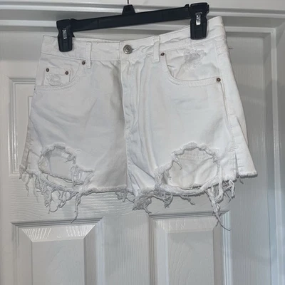 Pantalones Cortos Top Shop Moto Blanco Corte Envejecido Talla 8 100% Algodón Foto 1 de 4