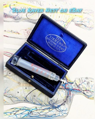 Antique Medical Surgical Glass Syringe Hypodermic Case Set Tool Needle Lieberg  - Image 1 of 4
