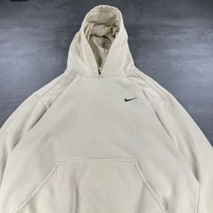 Nike Hoodie Boys Youth Large 14-16 Cream Navy Blue Vintage Y2K Silver Tag - Picture 1 of 11