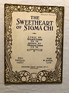 Partituras vintage de 1927 "The Sweetheart of Sigma Chi" ~ 28ª edición - Imagen 1 de 3